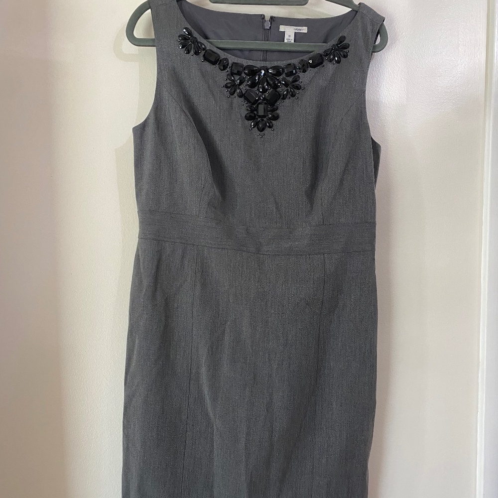 Gray embellished sleeveless business dress Sz 10
